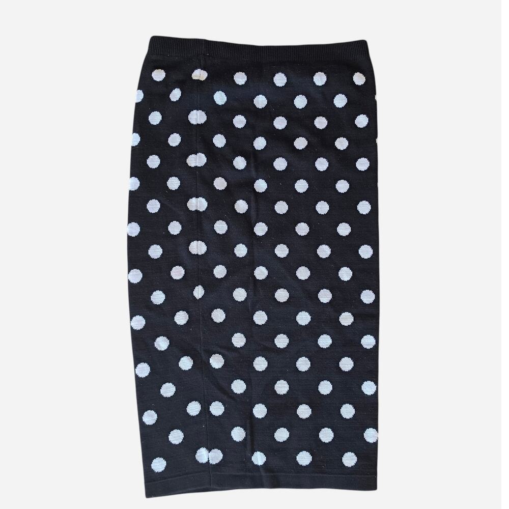 Forever 21 Women's Black White Polka Dots Pull On Knit Pencil Skirt Size Small